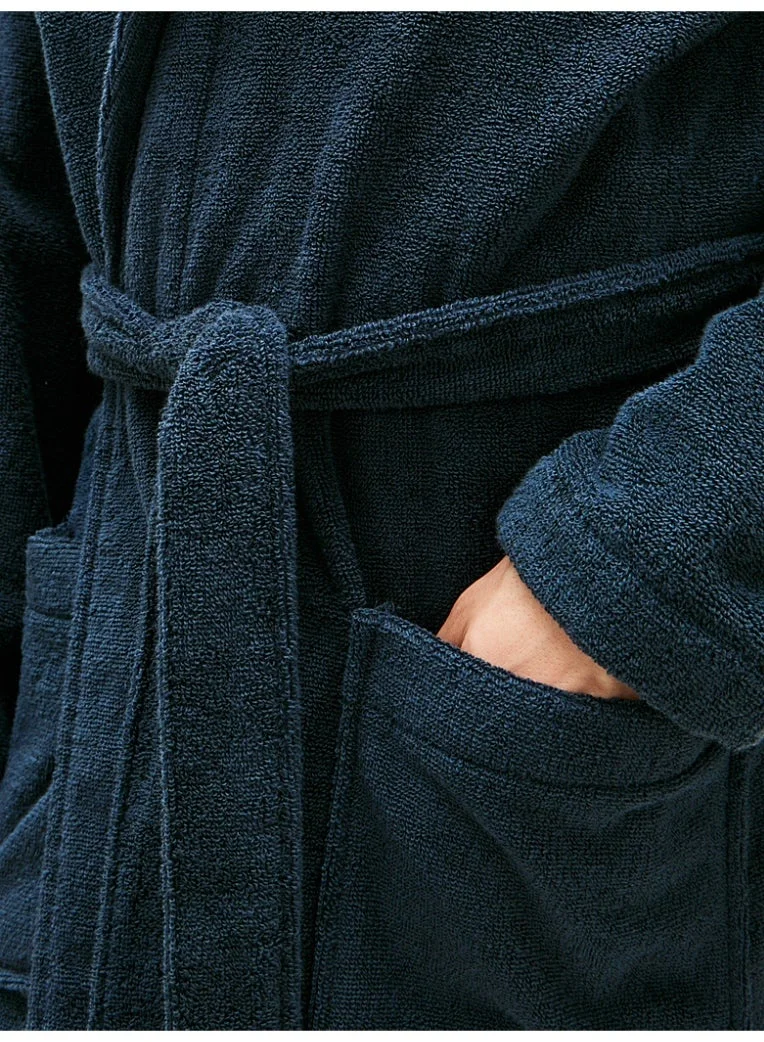 TOMMY HILFIGER Navy Blazer Cotton Towelling Bathrobe for Men | Best Price UAE